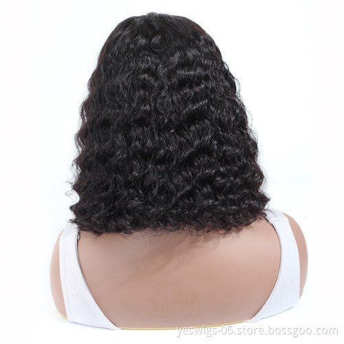 Yeswigs Deep Wave Human Hair Wig 13*4 Lace Front Short Bob, Unprocessed Brazilian Virgin Hair Wig Wet and Wavy